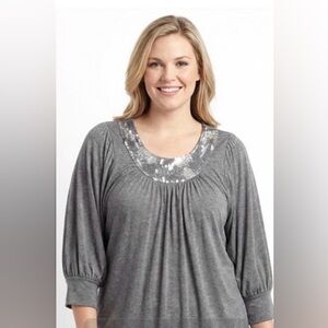 Like New Laila Aziz Women's 2-Tone Sequined Top